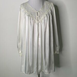 Celine Women's Paris Vintage White Floral Lace Long Sleeve Blouse Size Medium